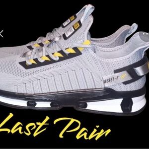 BAASPLOA Men's Athletic Shoes Size 10 Gray and Yellow Athletic Sneakers